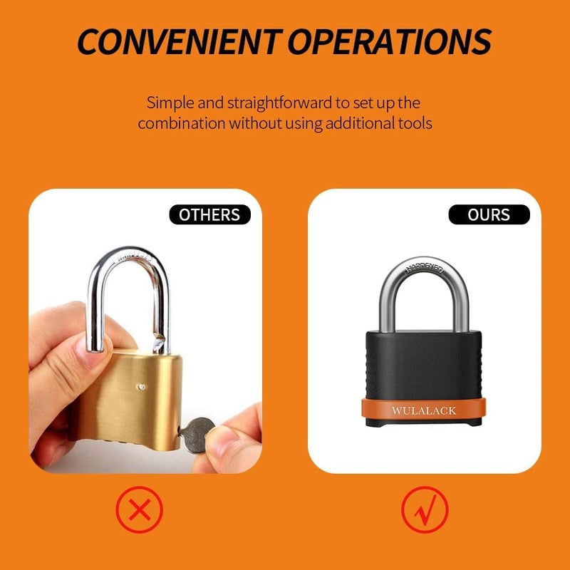 WULALACK Heavy Duty Outdoor Combination Lock with 1-1/2-Inch-Long Shackle, Weatherproof Combo Lock for Gate，Fence，Shed - Image 5